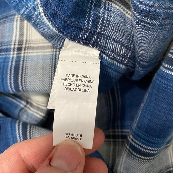 Lucky Brand Women's California Fit Pearl Snap Blue Plaid Short Sleeve Shirt Sml - Picture 6 of 11